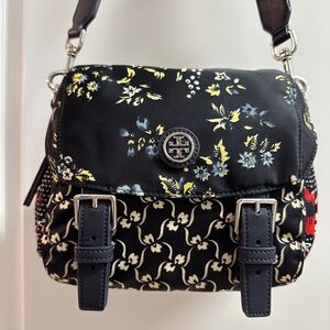 Tory Burch Virginia Mixed Print Small Messenger Red Retro Block Print/Lyonnaise